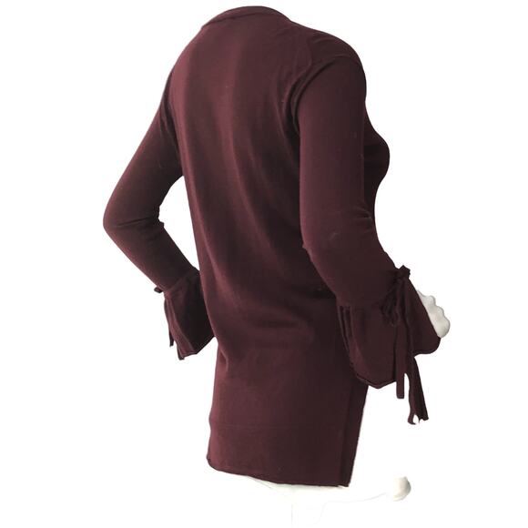 J Crew Womens Size XXS Sweater Merino Wool Bell Sleeve High Low Hem V Neck - Picture 8 of 16